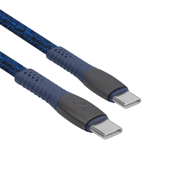 Type-C to Type-C Cable Rivacase PS6105 BL12, nylon braided, 1.2M, Blue 209129 фото