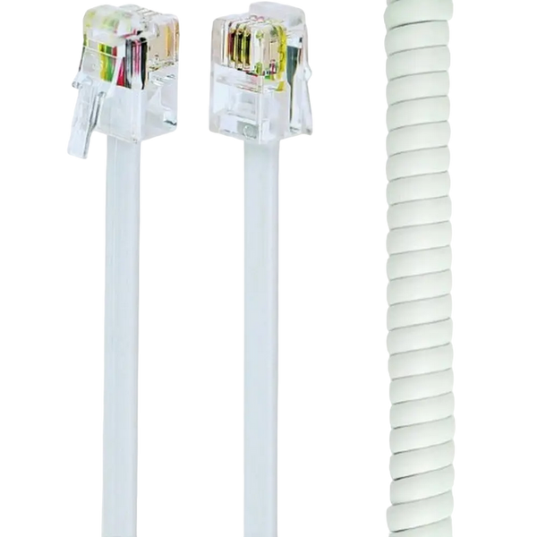 Telephone handset spiral cord, RJ10 (4P4C), 2 m, white, TC4P4CS-2M-W 110718 Imagini