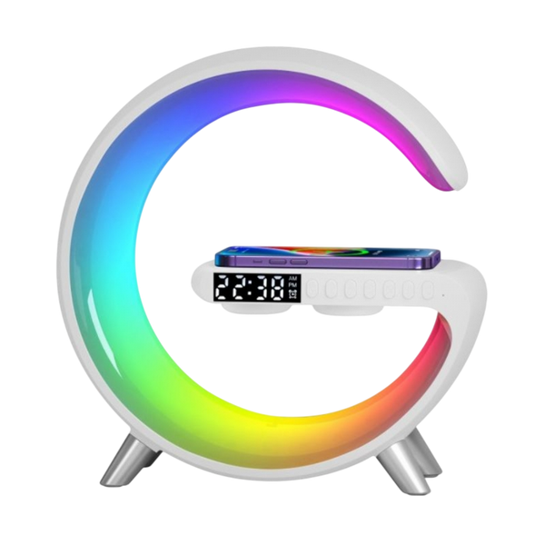 Smart Lampa Led G-Shaped Speaker & &Icirc;ncărcător wireless & Alarm Clock NH-69 White 242493 Imagini