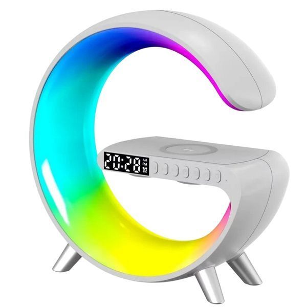 Smart Lampa Led G-Shaped Speaker & &Icirc;ncărcător wireless & Alarm Clock NH-69 White 242493 Imagini