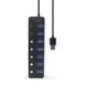 USB 3.0 Hub 7-port with switches, Cable 24 cm, Gembird "UHB-U3P7P-01", Black 203025 фото 1