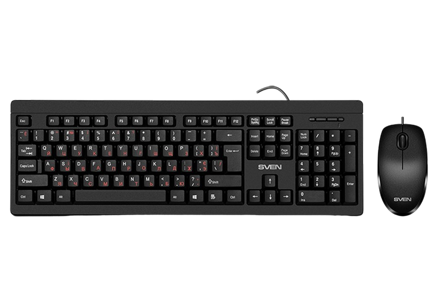 Keyboard & Mouse SVEN KB-S320C, Classic layout, Splash proof, 1000 dpi, 4 buttons, 1.5m, USB, EN/RU, 137728 Imagini
