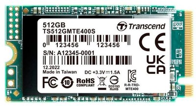 .M.2 NVMe SSD 512GB Transcend MTE400S [42mm, PCIe 3.0 x4, R/W:2000/900MB/s, 53/235K IOPS, 200TBW] 204071 фото