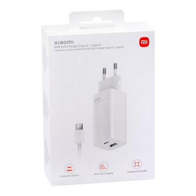 Xiaomi Charger 65W, Type-C + Type-A, AD652GEU 143622 фото