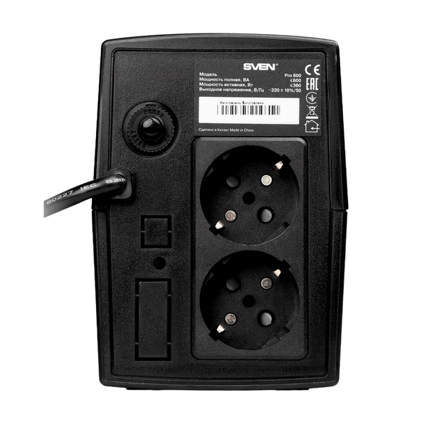 UPS SVEN Pro 600, 600VA/360W, Line Interactive, AVR, LED, 2xShuko Sockets 79819 фото