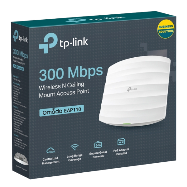 Wi-Fi N Access Point TP-LINK "EAP110", 300Mbps, Omada Centralized Management, PoE 73652 фото