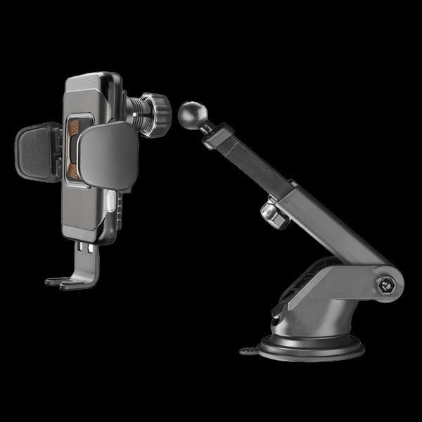 Suction Cup Car Holder Cellular, Hug Dual Pro With Wireless Charging 15W, Black 201068 фото