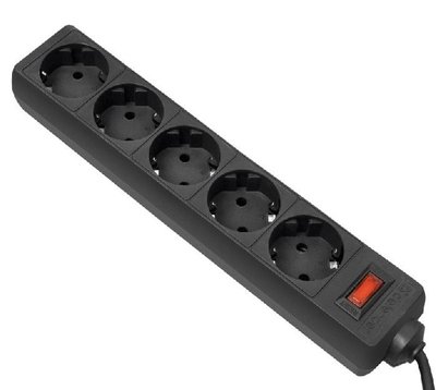 Surge Protector 5 Sockets, 1.8m, Ultra Power, black, UP3-B-6PPB 64509 фото