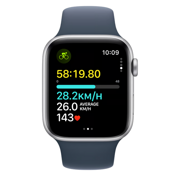 Apple Watch SE 2 44mm Aluminum Case with Storm Blue Sport Band - Ml/L MREE3 GPS, Silver 214158 фото