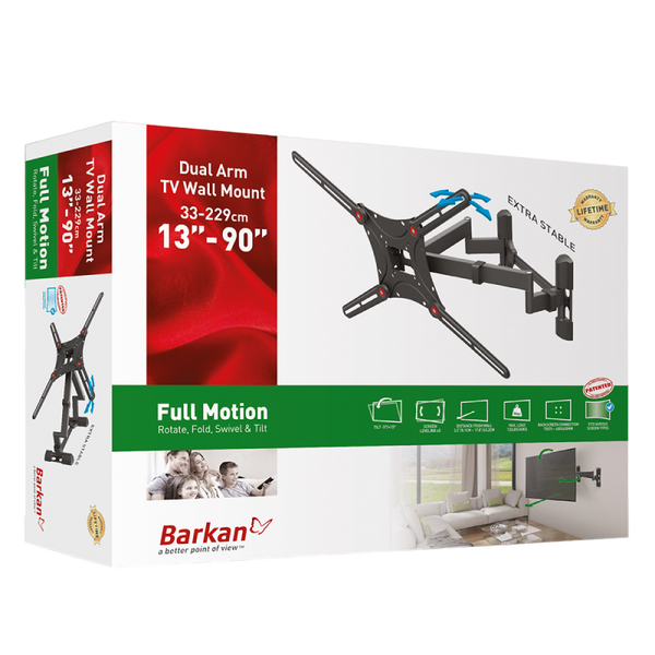Wall Mount Barkan ''BM464L'' Black 13"-90" Full Motion, max.60kg, VESA mm: up to 600x400mm 111565 Imagini