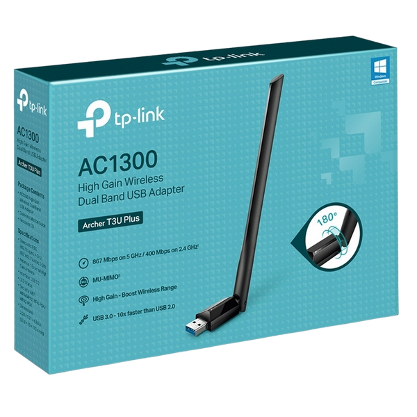 USB3.0 High Gain Wi-Fi AC Dual Band LAN Adapter TP-LINK "Archer T3U Plus", 1300Mbps, MU-MIMO 114345 Imagini