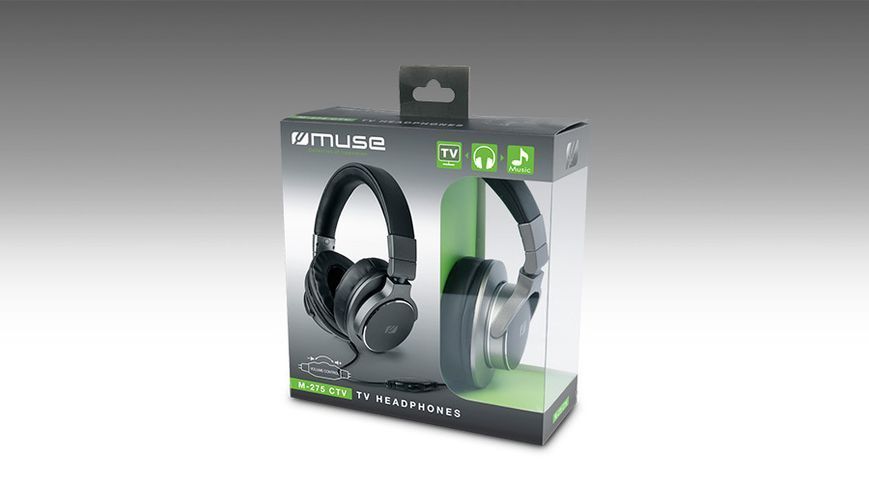TV Headphones MUSE M-275 CTV Blac, Cable 6m, 3.5/6.3mm adaptor; 3.5mm/RCA adaptor 135623 фото